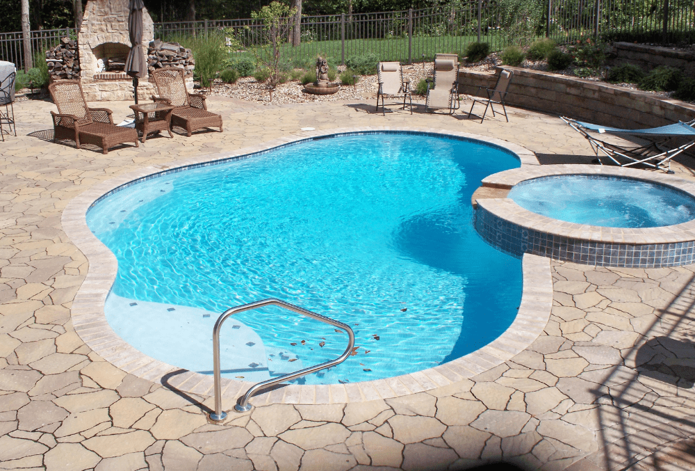 stamped concrete pool deck