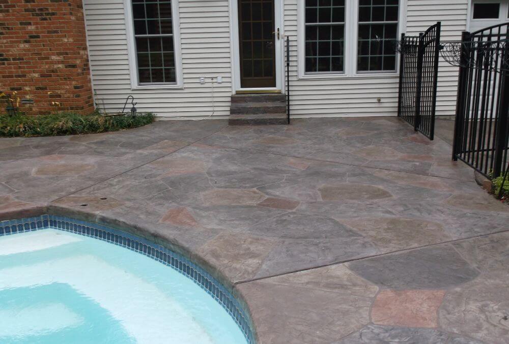 Multi colored stained pool deck