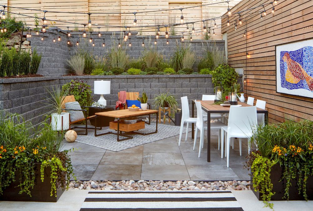 apartment and common patio area