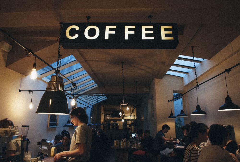 Coffee shop with customers inside