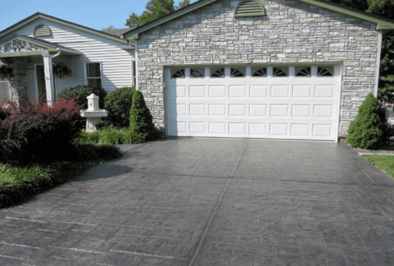 Gray colored stained driveway