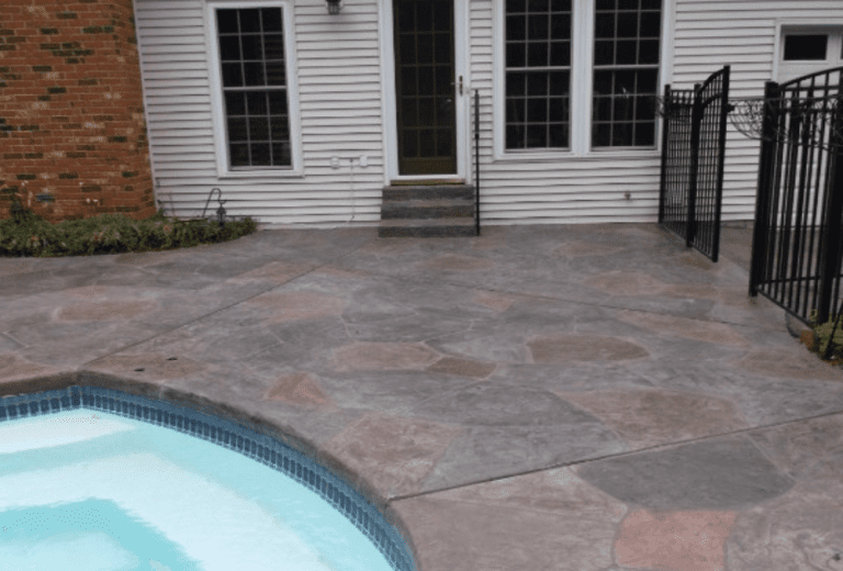 Multi colored stained pool deck