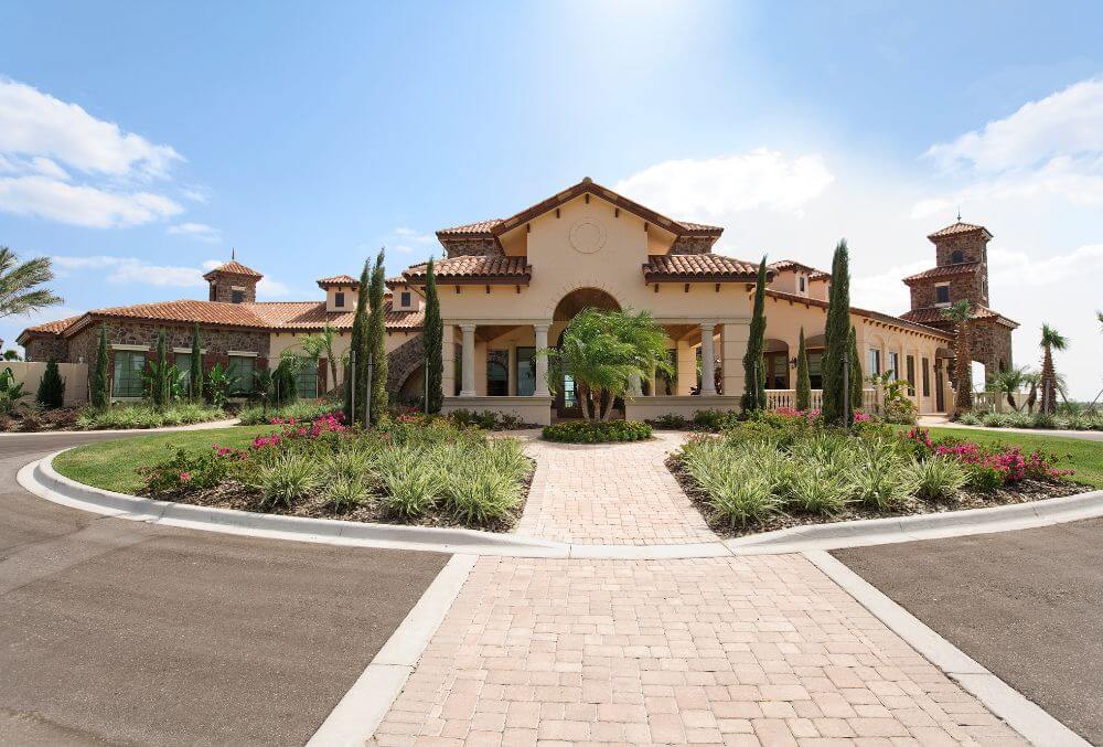 Scenic brick pathway at the country club