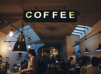 Coffee shop with customers inside