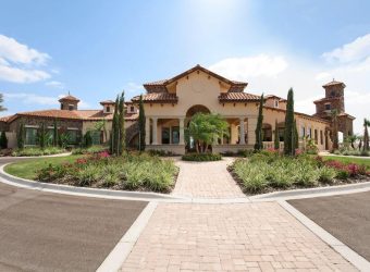 Scenic brick pathway at the country club