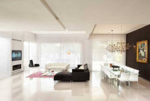 stylish living room with black cozy chair and furniture