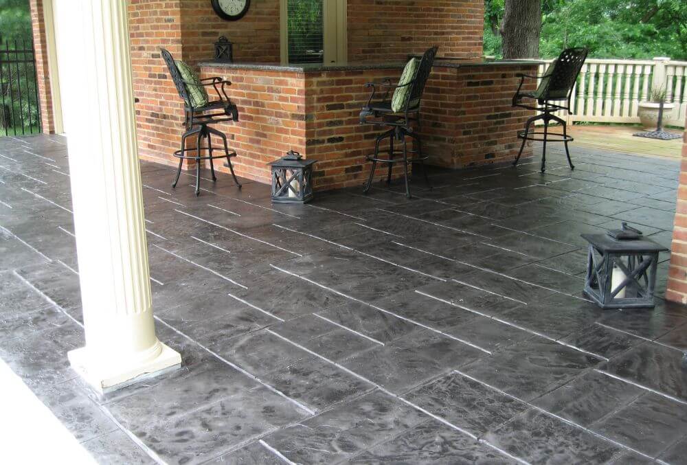 Gray colored stamped patio