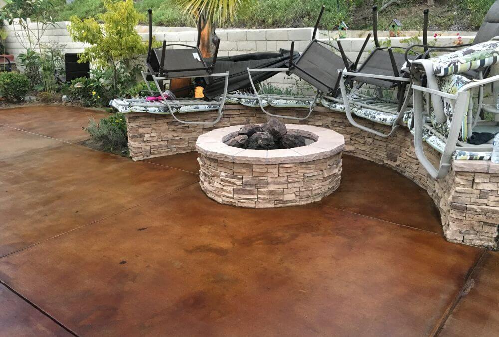 Red colored stained patio