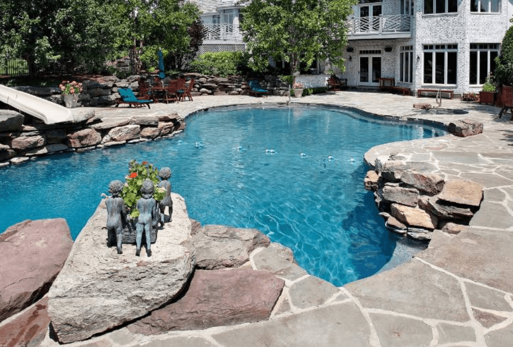 stamped concrete pool deck