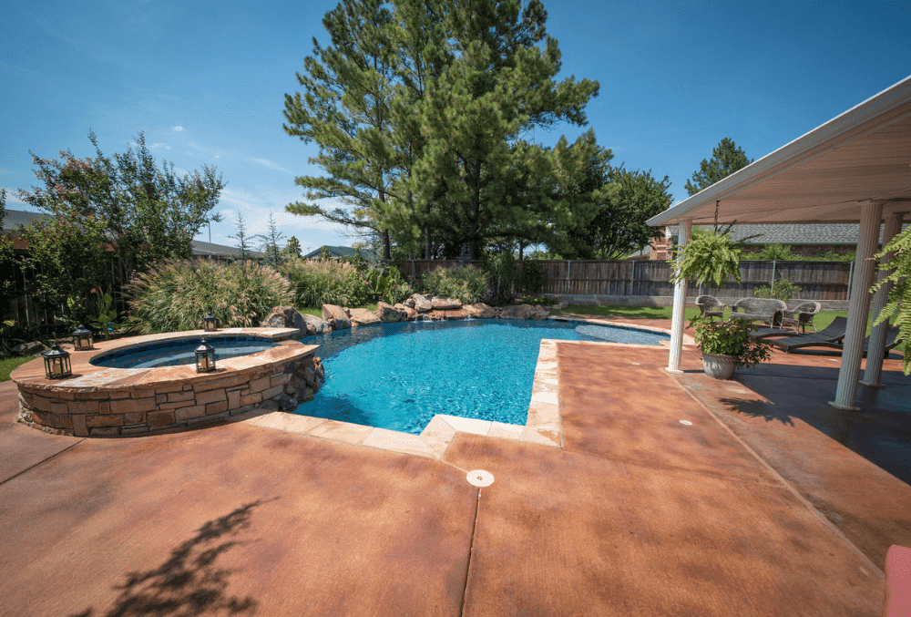 stained concrete pool deck