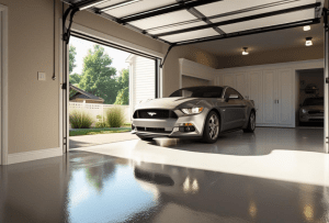 Durable Garage Floor with silver car inside