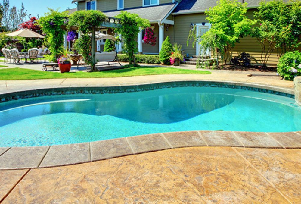 stained concrete pool deck