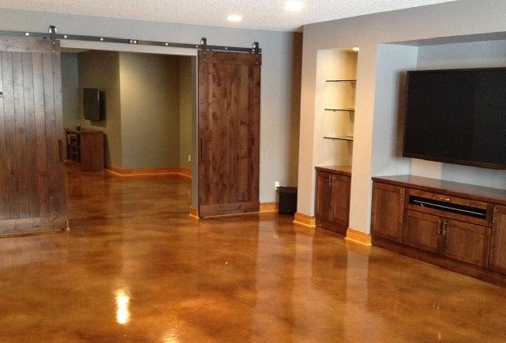 stained concrete flooring basement