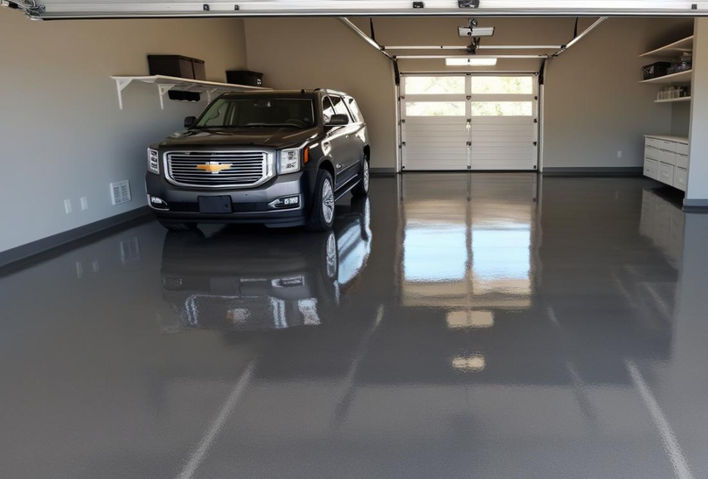 SUV car inside a garage area