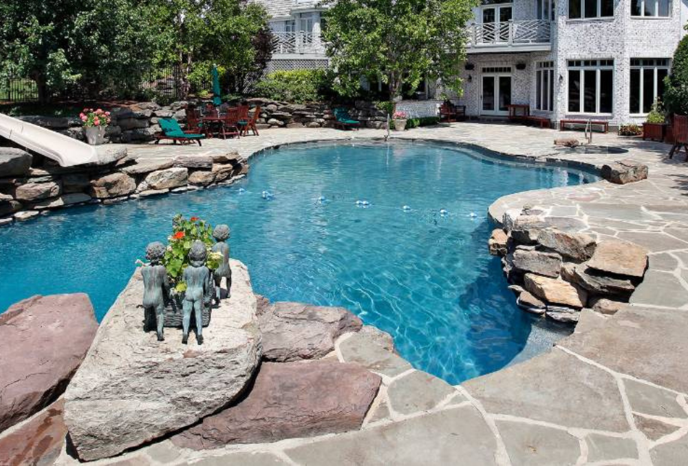 stamped concrete pool deck