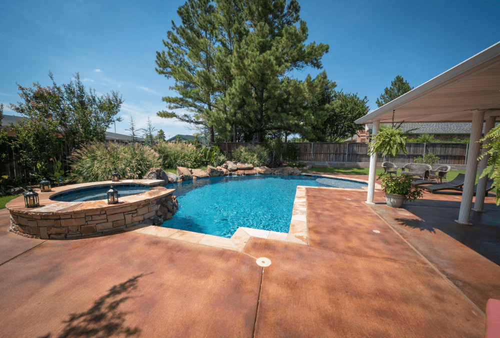 stained concrete pool deck