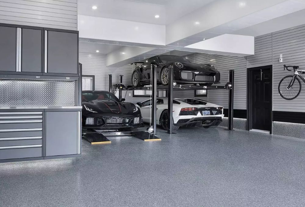 residential garage floor in polyaspartic coatings