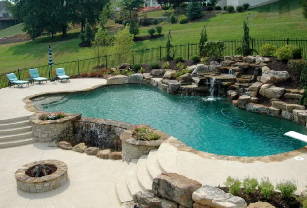 knockdown concrete pool deck